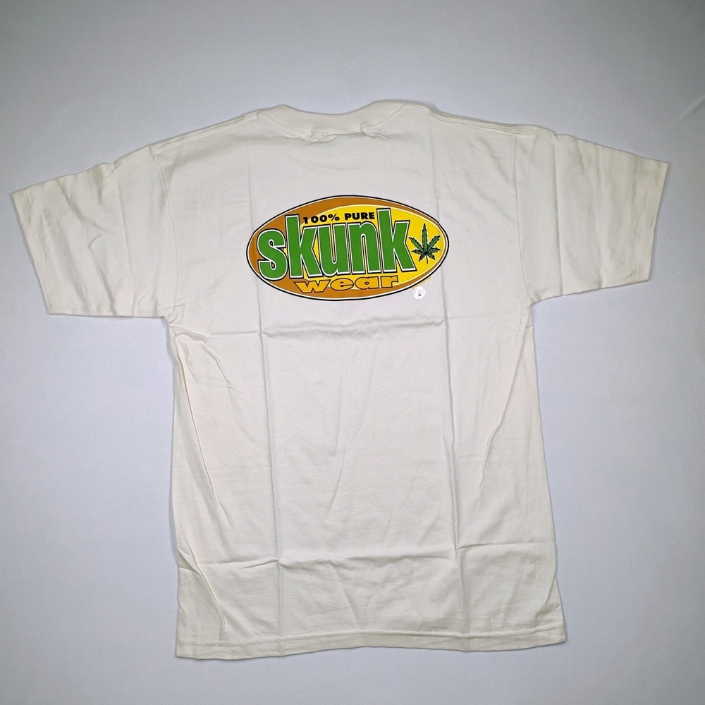 SkunkWear Vintage Graphic Tee White T-Shirt Large 100% Pure Streetwear 90's NOS